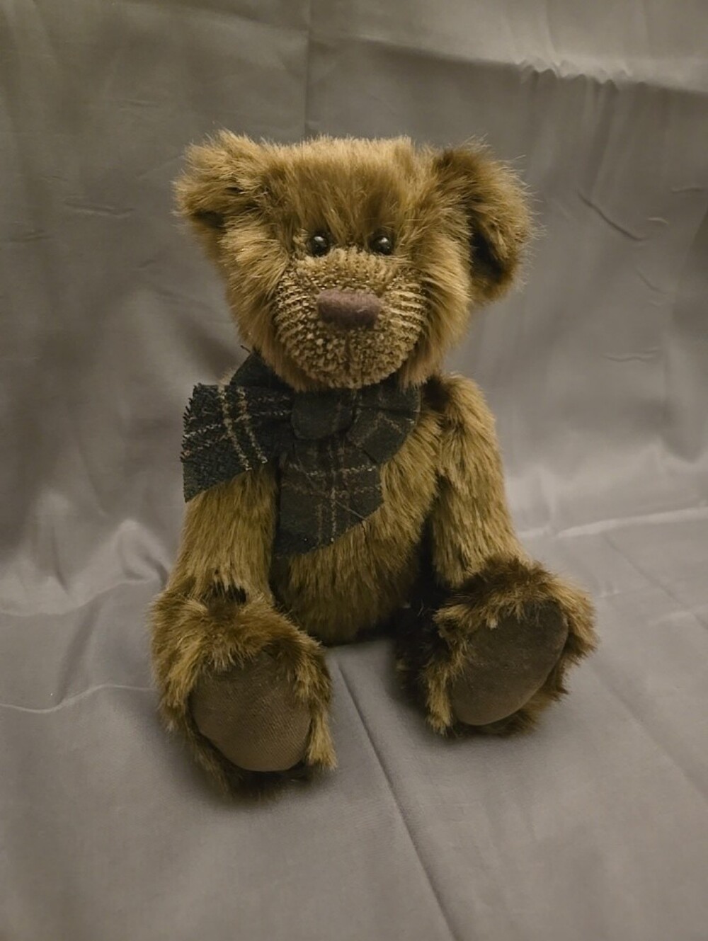 Vintage Gund "Nesbit" 15054 America's Teddy Bear Plush Brown Plaid Bow NWT 12"
